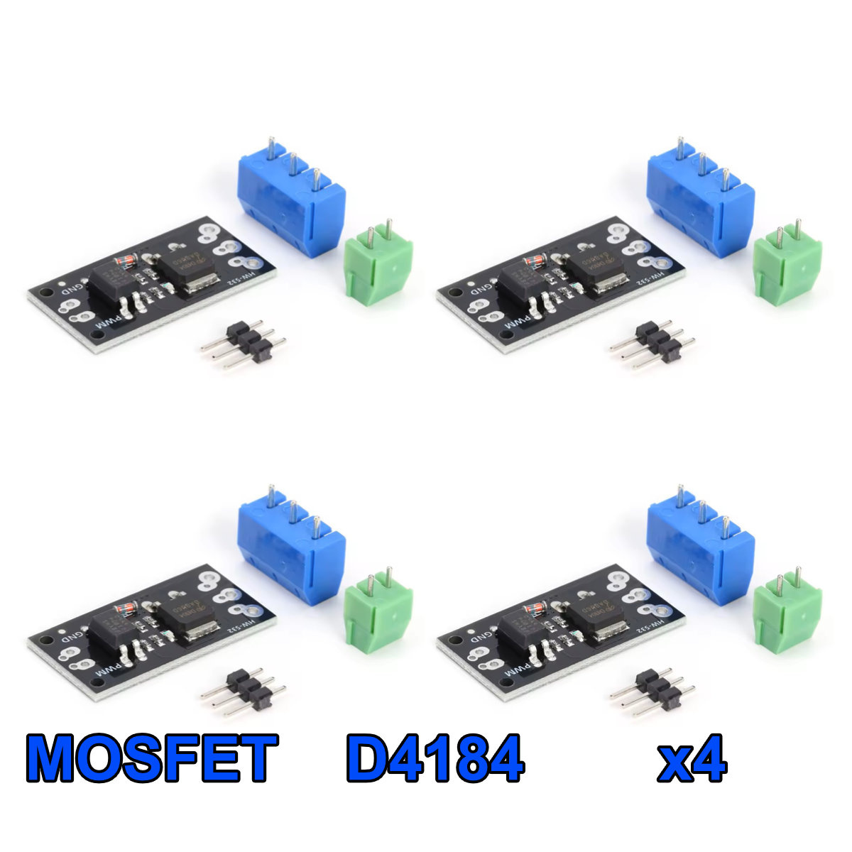 Moduły MOSFET D4184 x4 4szt PWM Przekaźnik 40V 50A Arduino ESP32 ...