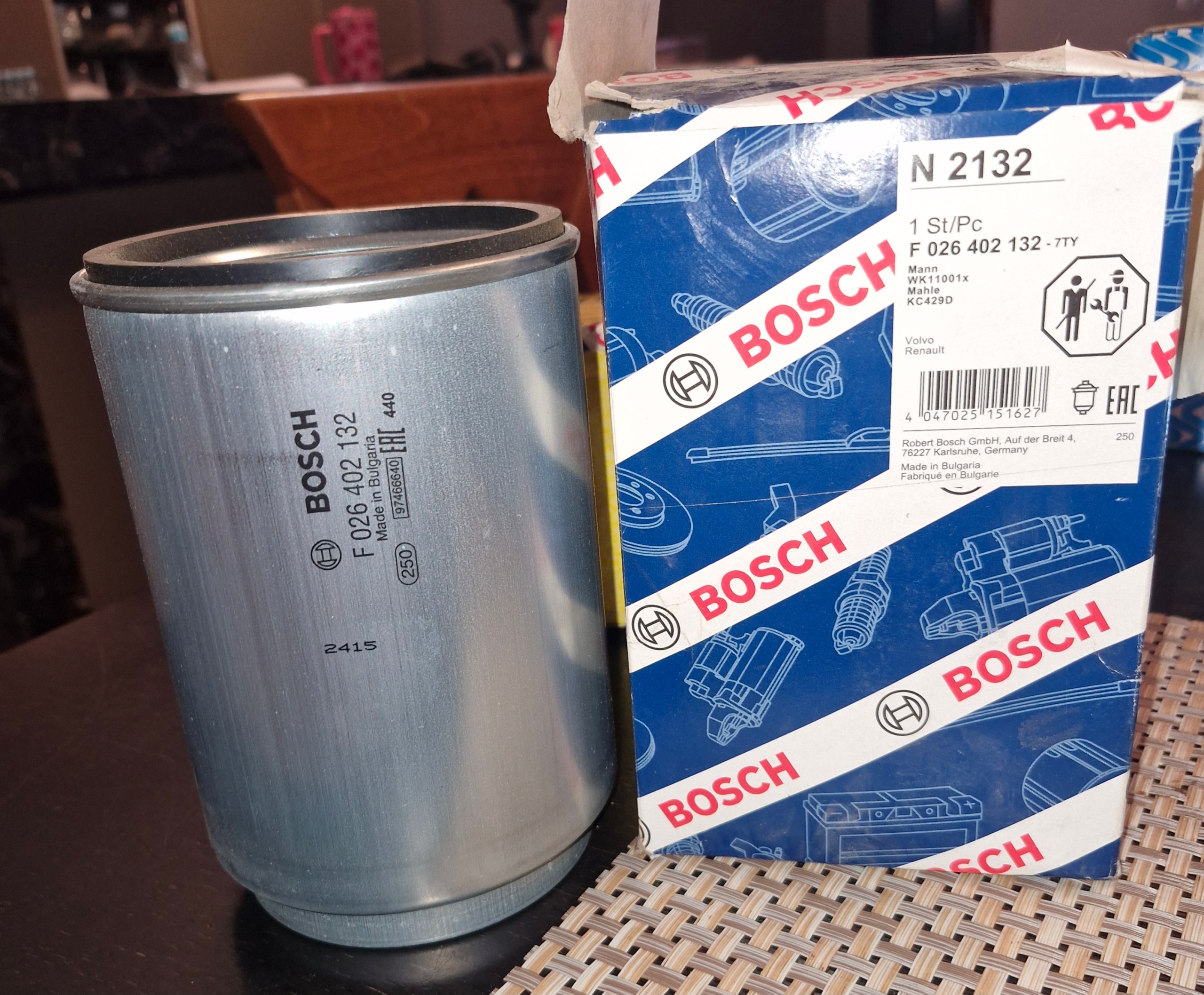 ФІЛЬТР ПАЛИВА BOSCH F 026 402 132 MAHLE KC429D MANN WK11001X 