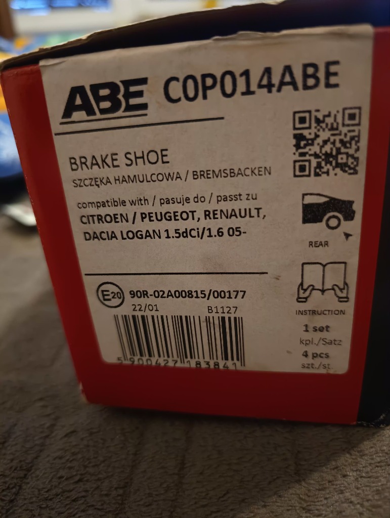 КОЛОДКИ ТОРМОЗНЫЕ ABE C0P014ABE 