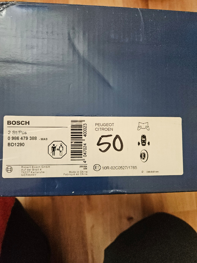 ДИСКИ ГАЛЬМІВНЕ BOSCH 0986479388 НОВЕ КОМПЛЕКТ ДЛЯ PEUGEOT CITROEN 
