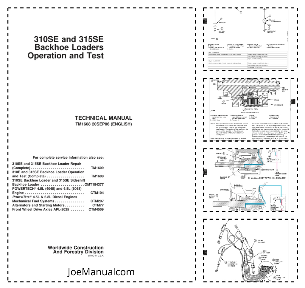 John Deere 310SE 315SE Operation Test Manual Instrukcja serwisowa ...