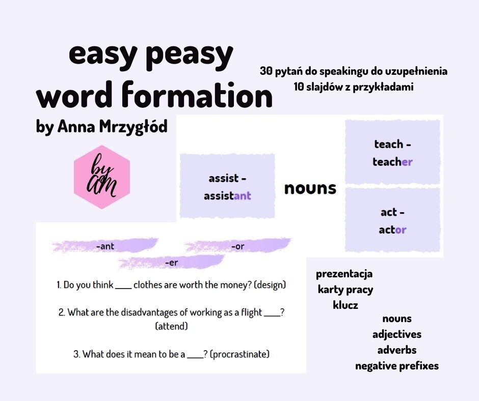 easy peasy word formation słowotwórstwo speaking Pikutkowo Kup