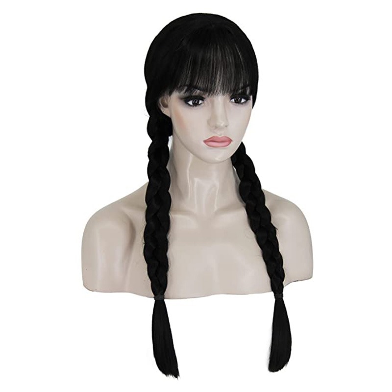 Чорна перука з косами
