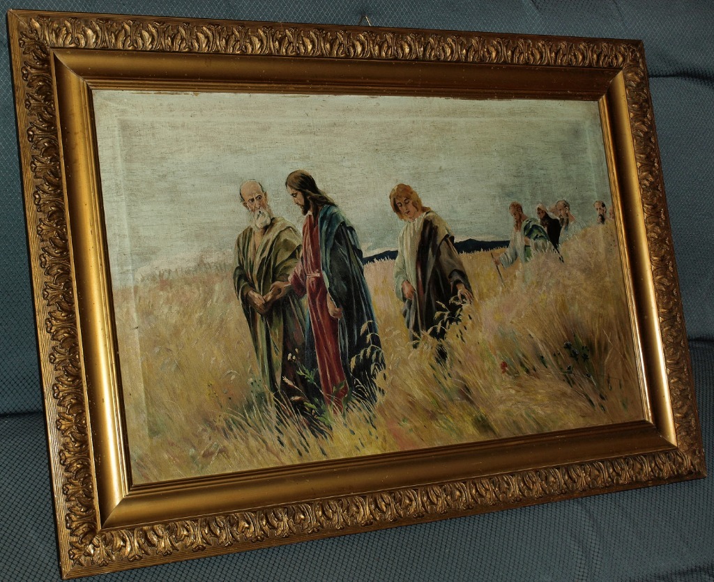 Zdjęcie oferty: JEZUS CHRYSTUS I APOSTOŁOWIE obraz olejny 90x64 cm