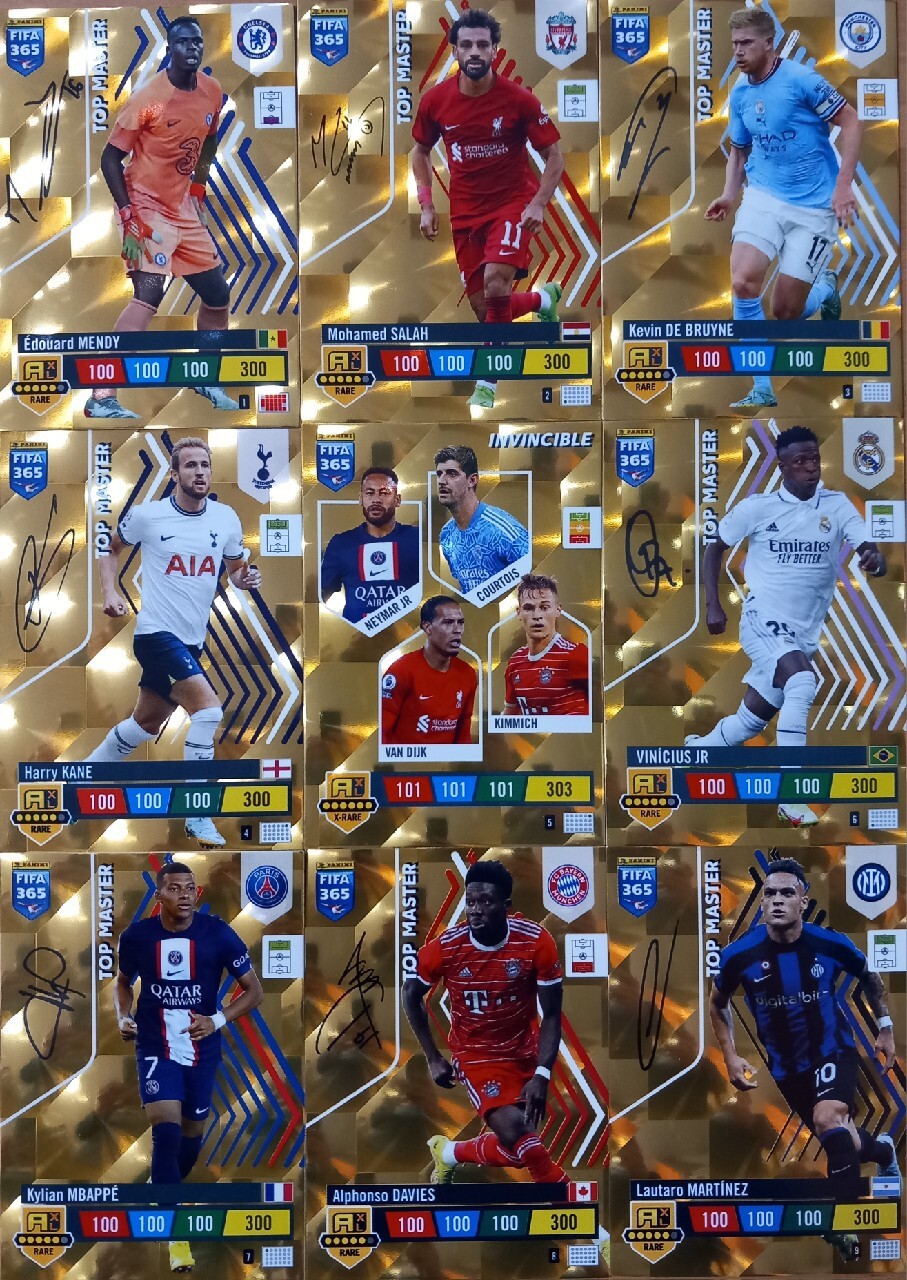 PANINI FIFA 365 2023 RARE TOP MASTER Komplet 9 szt Gliwice Kup