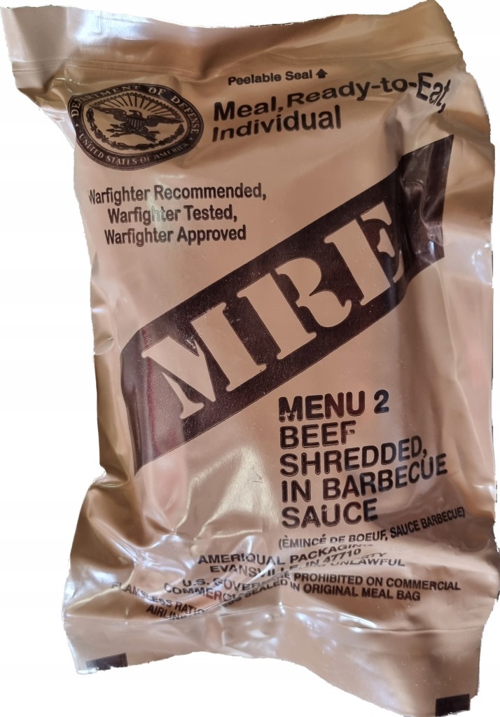 USA MRE Menu 2BEEF SHREDDED In Barbecue Sauce Rzeszów Kup teraz na