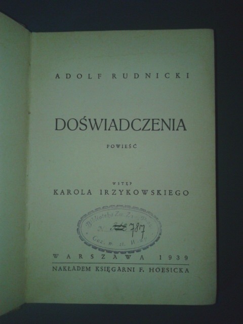 Adolf Rudnicki Doświadczenia judaica 1939 Warszawa Kup teraz na