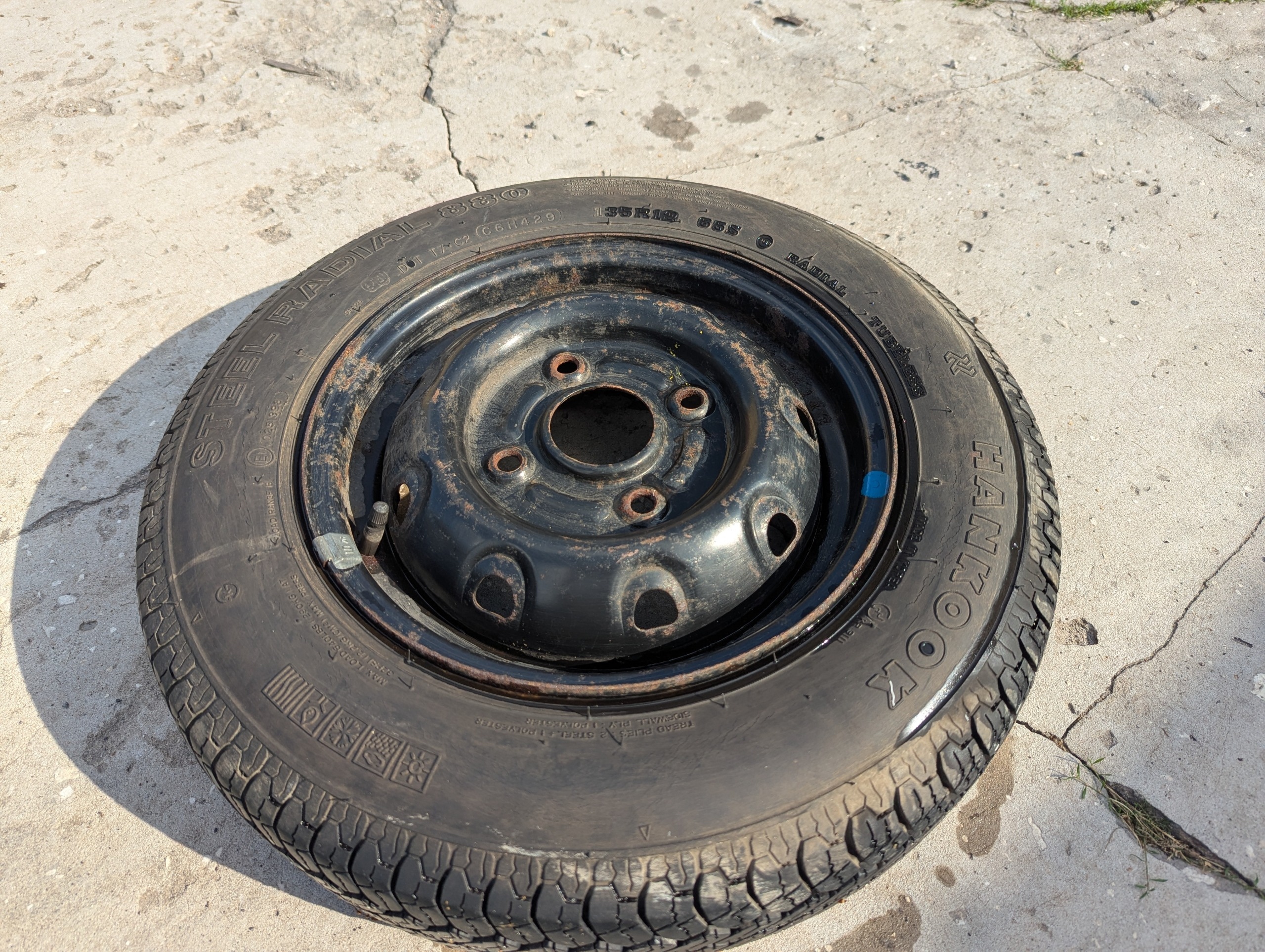 КОЛЕСО ZAPASOWE, DAEWOO TICO ДИСК 135 R12 65S HANKOOK 