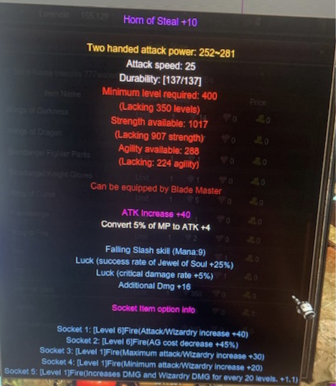 MU Online Horn of Steal+10+L+joh+ 5socket Midgard Pabianice Kup teraz na Allegro Lokalnie