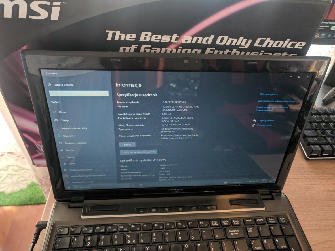 Zdjęcie oferty: Komputer laptop MSI  i3 GT635M