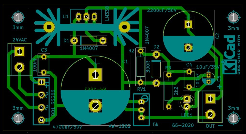 Płytka zasilacza stabiliz. na LM338 1,2V - 30V_66 | Koluszki | Kup ...