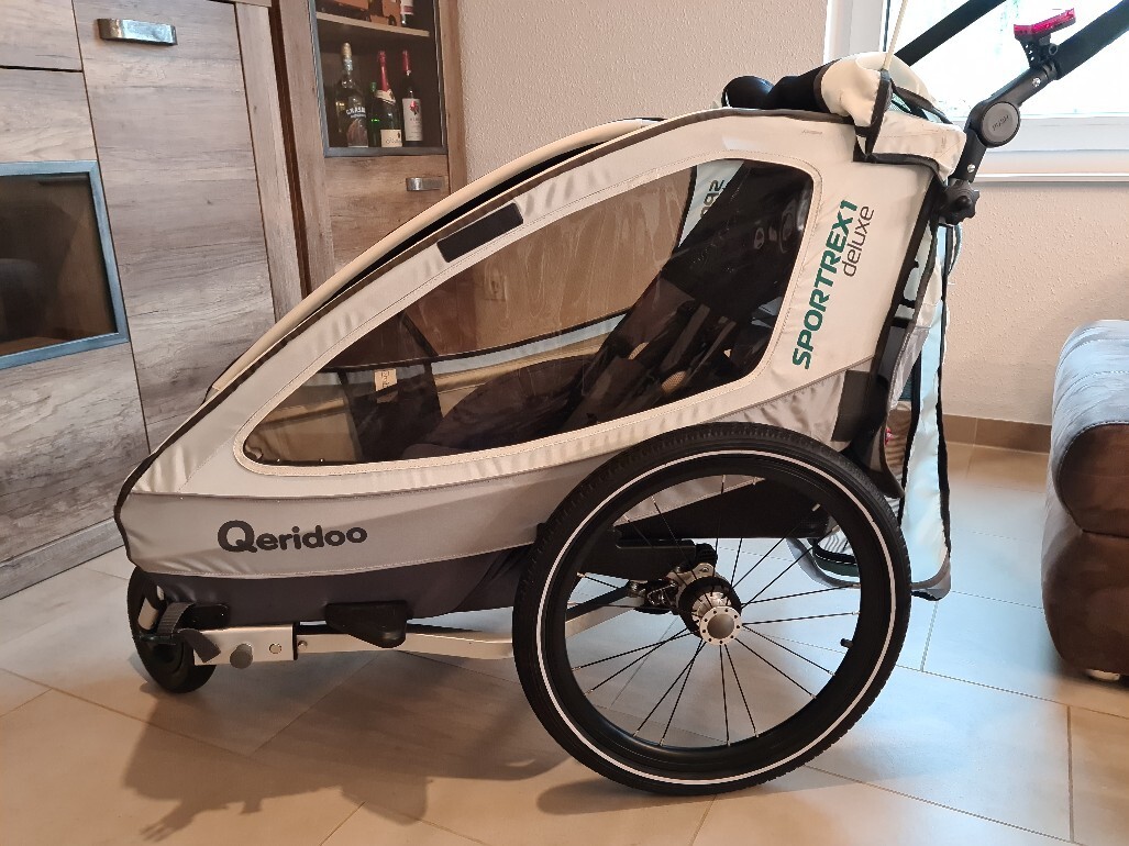 Hamac Qeridoo Pour Remorque Vélo - Pour Nourrissons, Cadre Sécurité, Gris