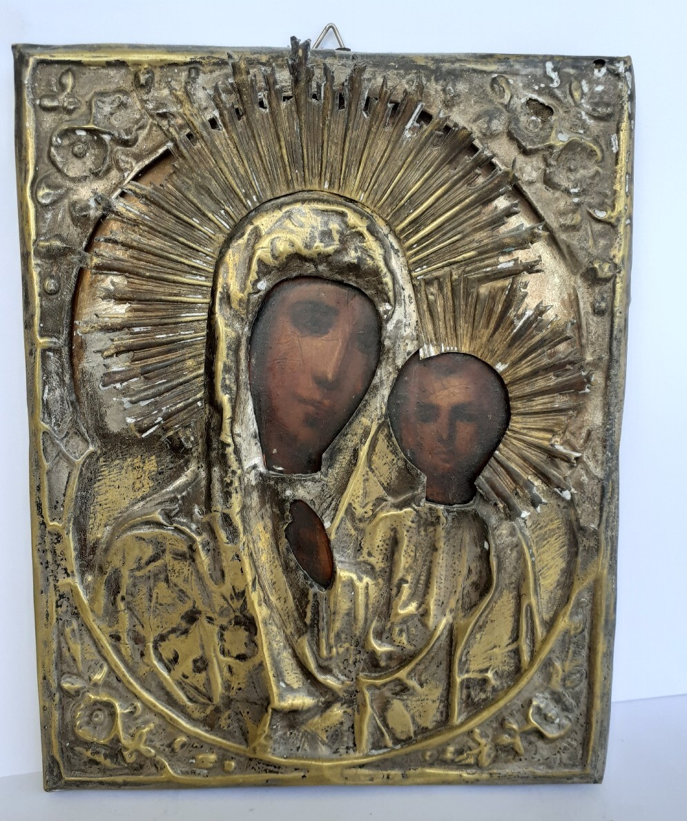 Stara ikona Matka Boża Kazańska XIX/XX w. Mińsk Mazowiecki