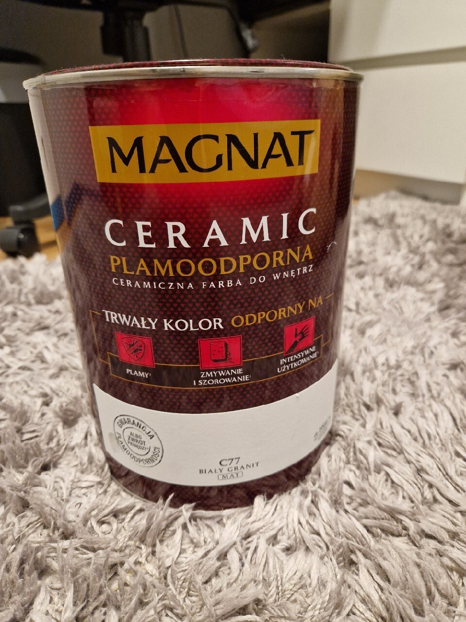 Farba Magnat Ceramic 5l Kolor C77 Biały granit mat Ełk Kup teraz na