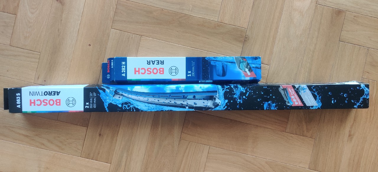 ДВІРНИКИ BOSCH AEROTWIN A863S + REAR A282H – ПЕРІД I ЗАД – НОВЕ 