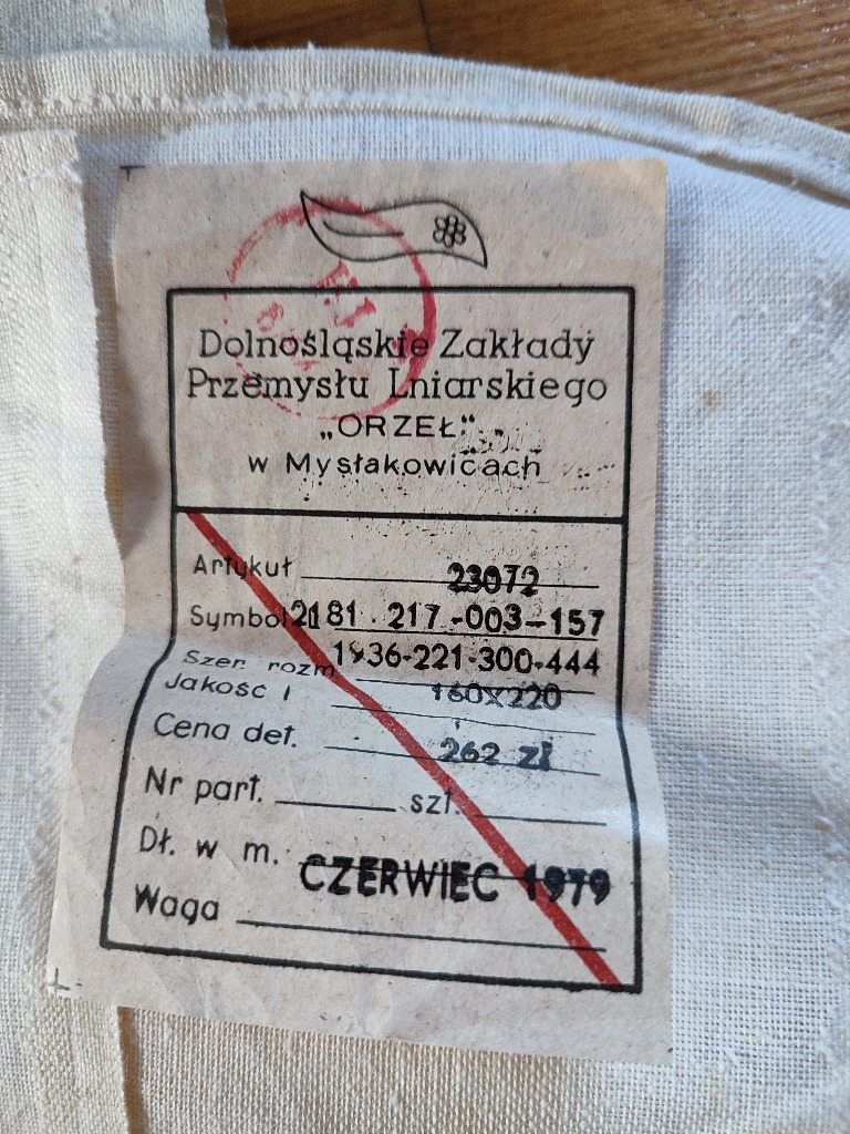 Lniany obrus z PRL 160 x 220 cm Warszawa Licytacja na Allegro Lokalnie