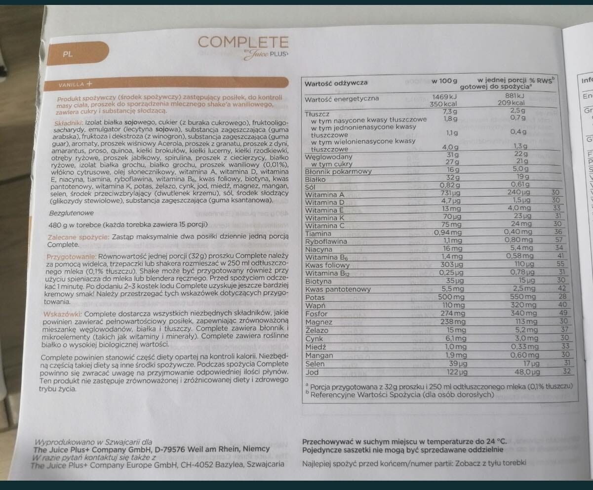 Koktajle COMPLETE JUICE PLUS Leszno Kup teraz na Allegro Lokalnie