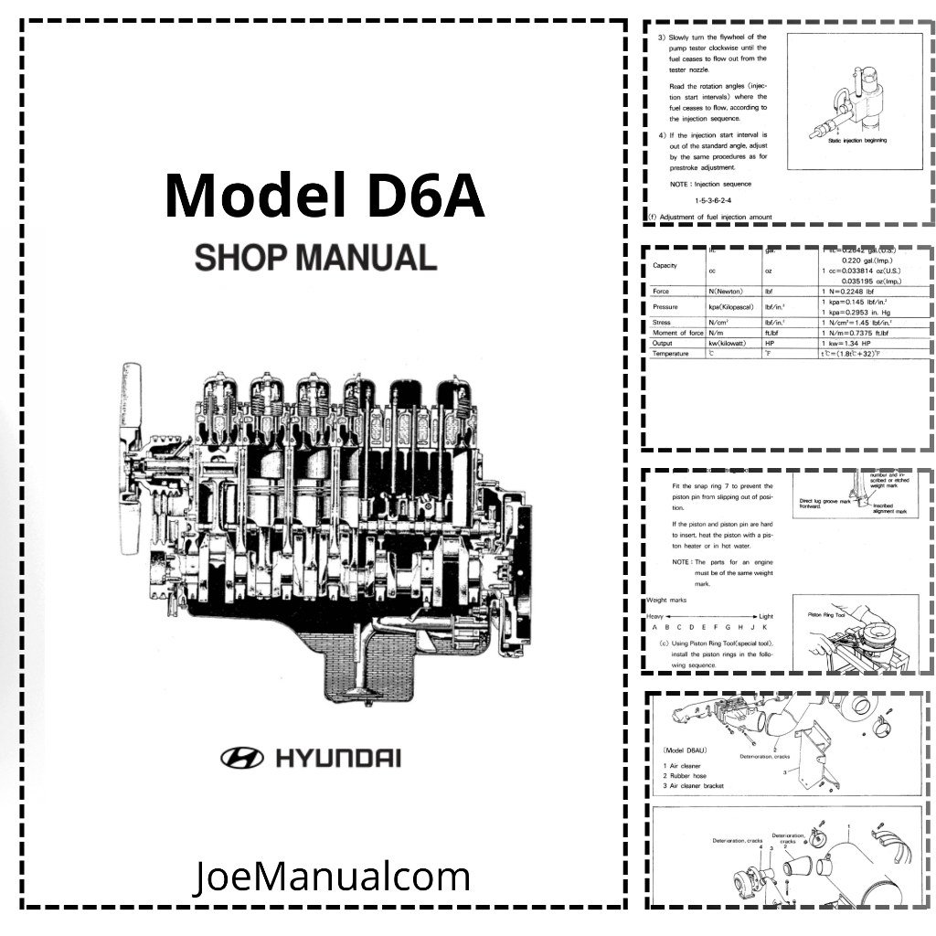 Hyundai D6A Engine Workshop Manual Instrukcja serwisowa naprawcza ...