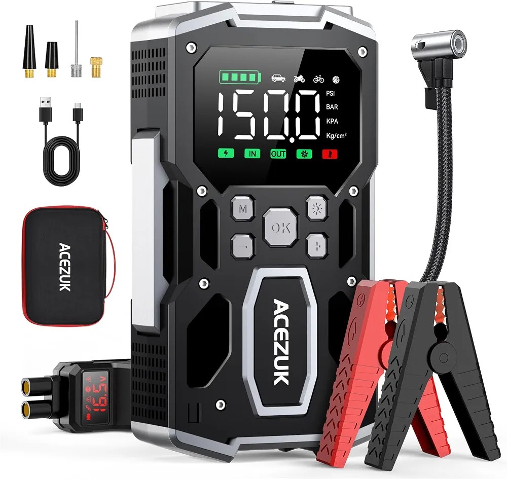 ACEZUK POWERBANK ПУСКОВИЙ O ПОТУЖНОСТІ DO 26800MAH 7000A КОМПРЕСОР 150 PSI 4W1 