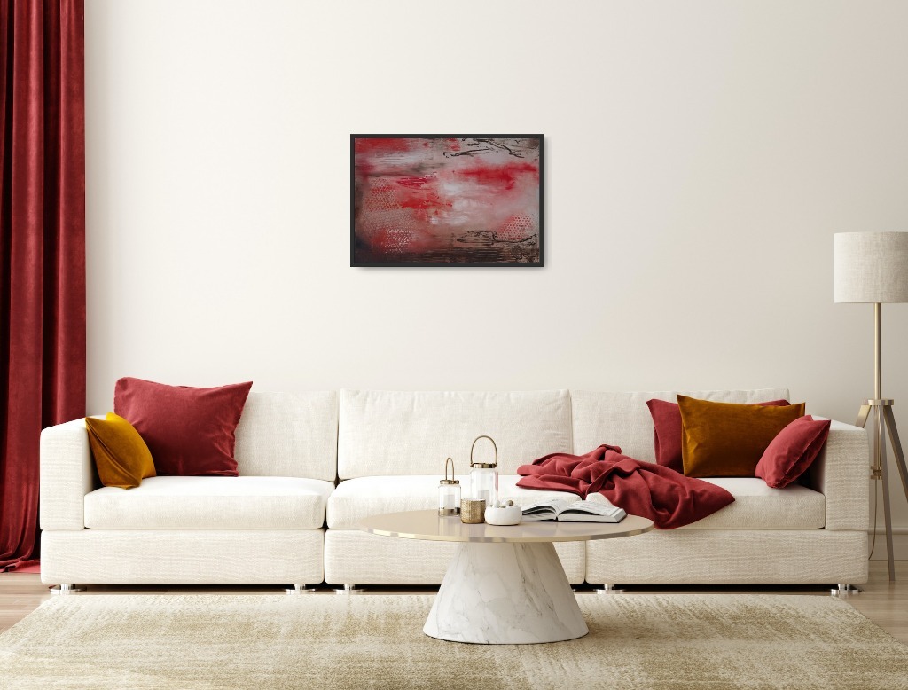 Zdjęcie oferty: Obraz olejny na płótnie 'Scarlet lake' abstrakcja 