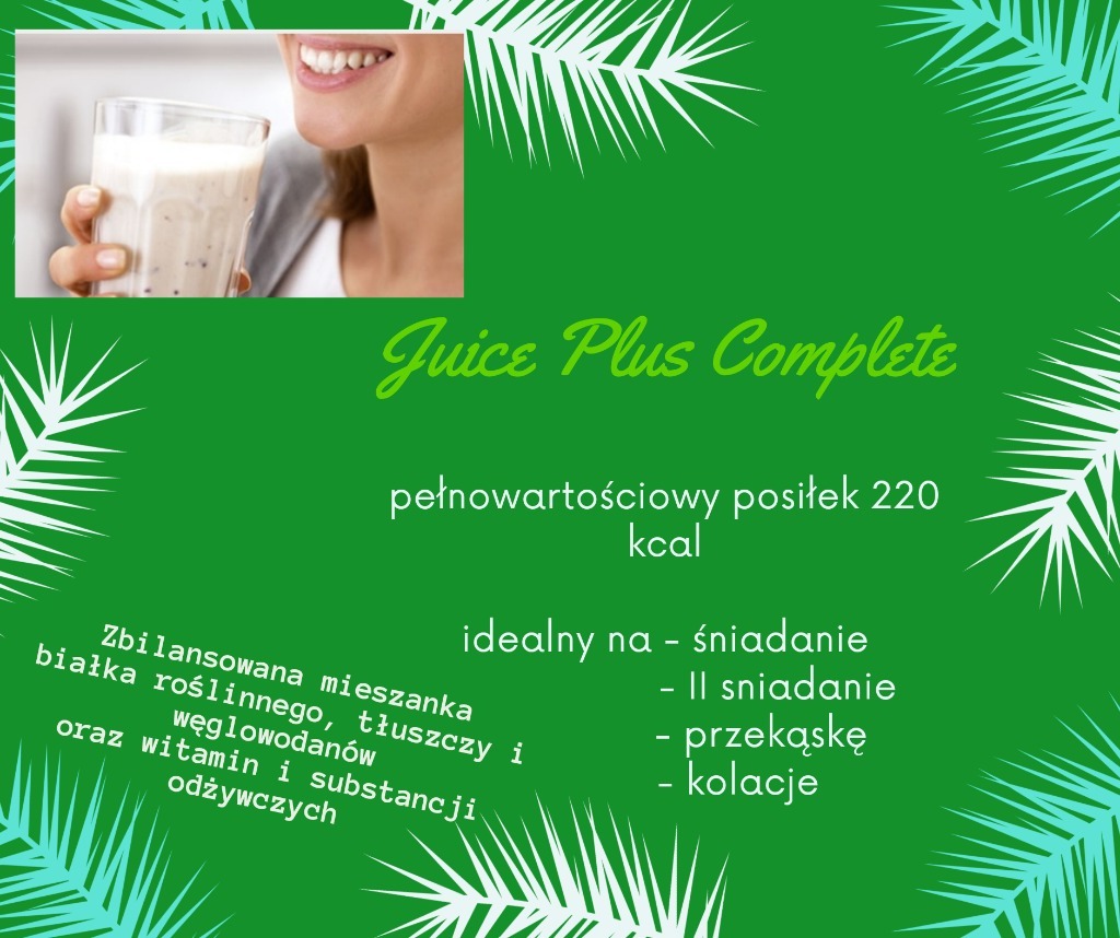 Koktajle Complete Juice Plus wanilia plus przepisy Warszawa Kup