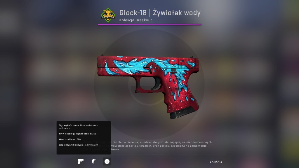CSGO Glock18 Water Elemental FT Żywiołak wody Poznań Licytacja na