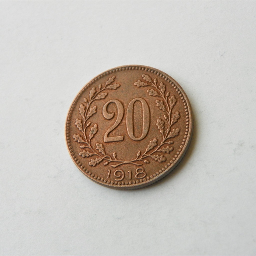 Austria 20 Heller 1918 żelazo JastrzębieZdrój Licytacja na Allegro