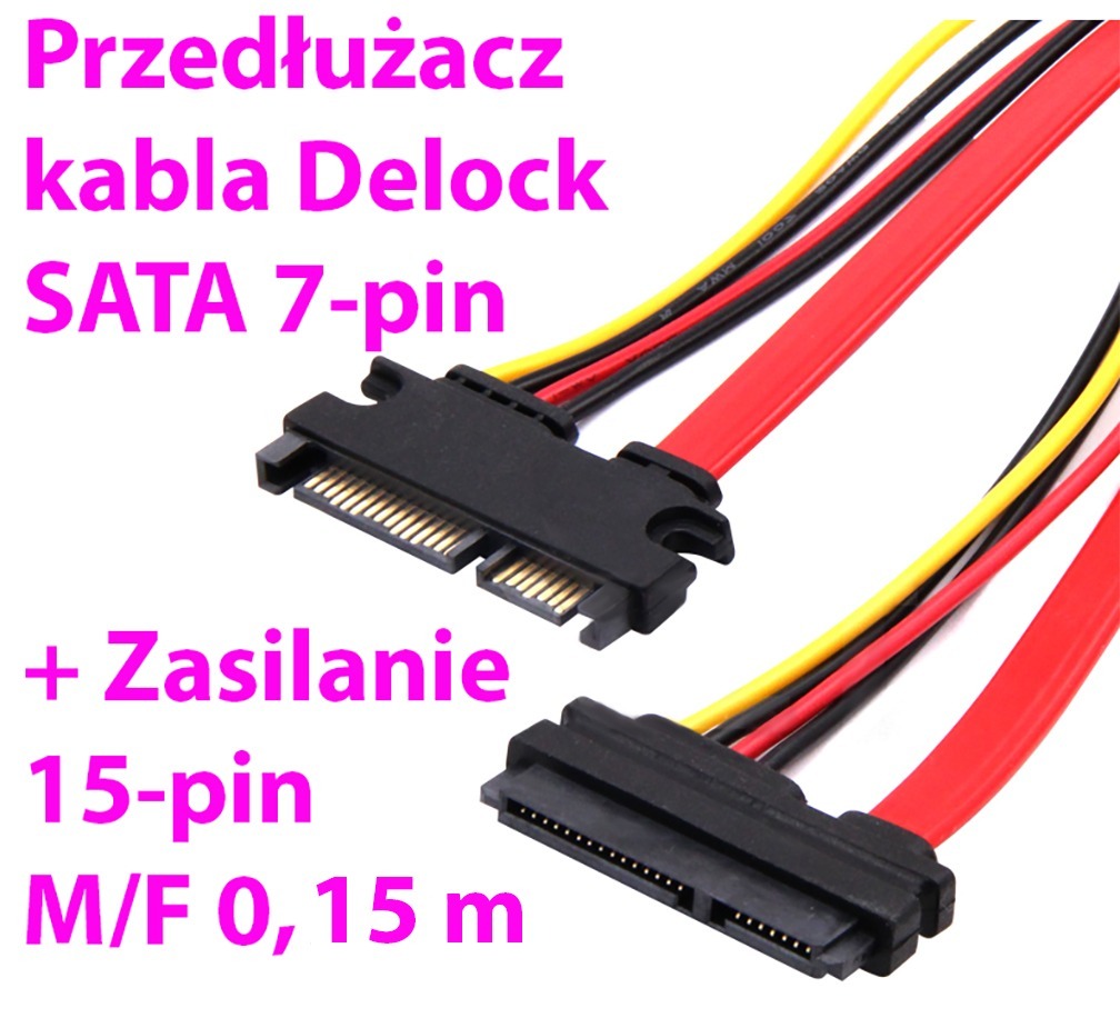 Przedłużacz kabla Delock SATA 7pin + Zasilanie 15 Rzeszów Kup