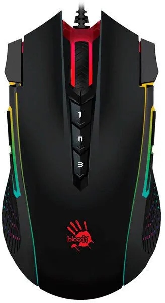 A4tech Bloody J90S, podsvícená herní myš, 8000 Dpi, Usb, černá