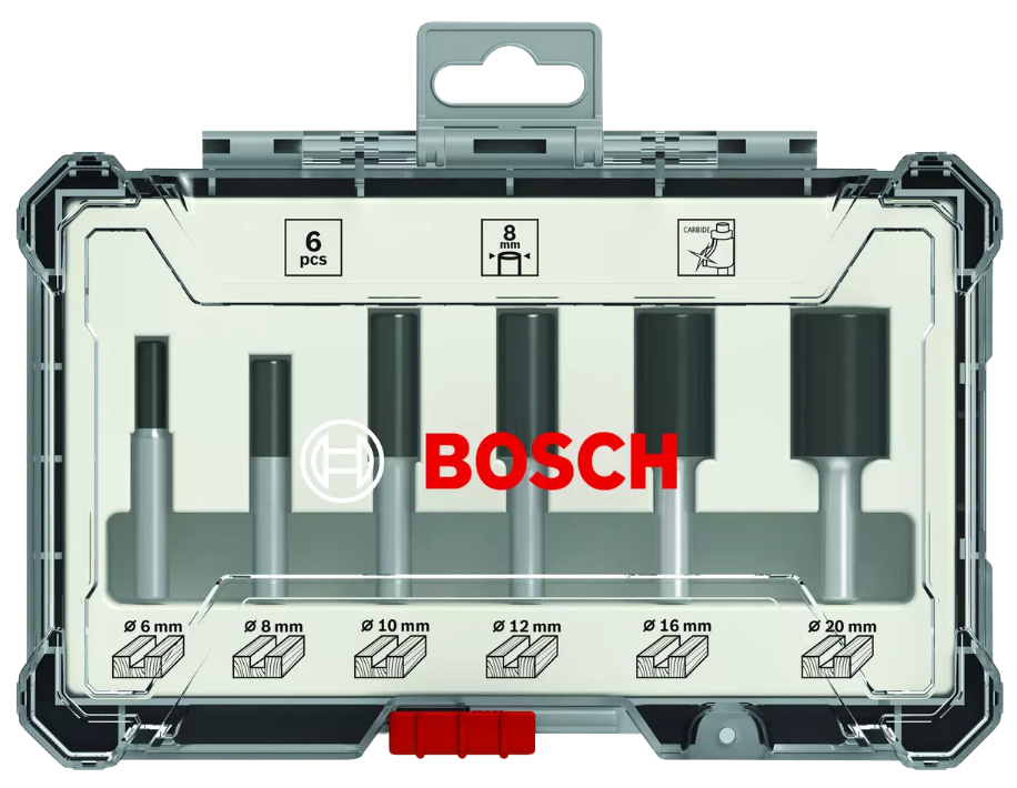 Bosch Sada Přímých Fréz 6 Ks. Úchyt 6mm