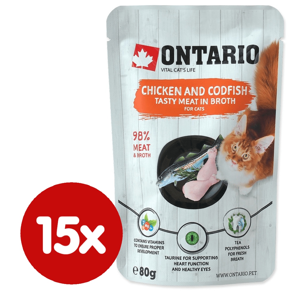 Levně Ontario kapsička Kuře a příčesek ve vývaru, balení 15 x 80 g (213-30320)