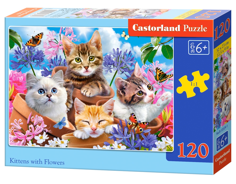 Puzzle 120 el. Kittens with Flowers Castorland