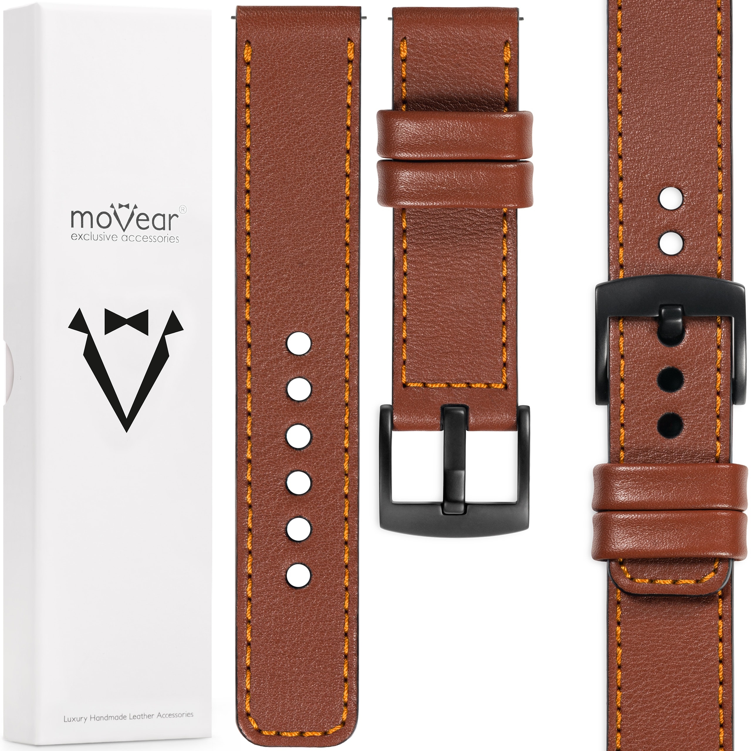 Kožený řemínek 20 mm pro prémiové hodinky, stylový a elegantní Movear