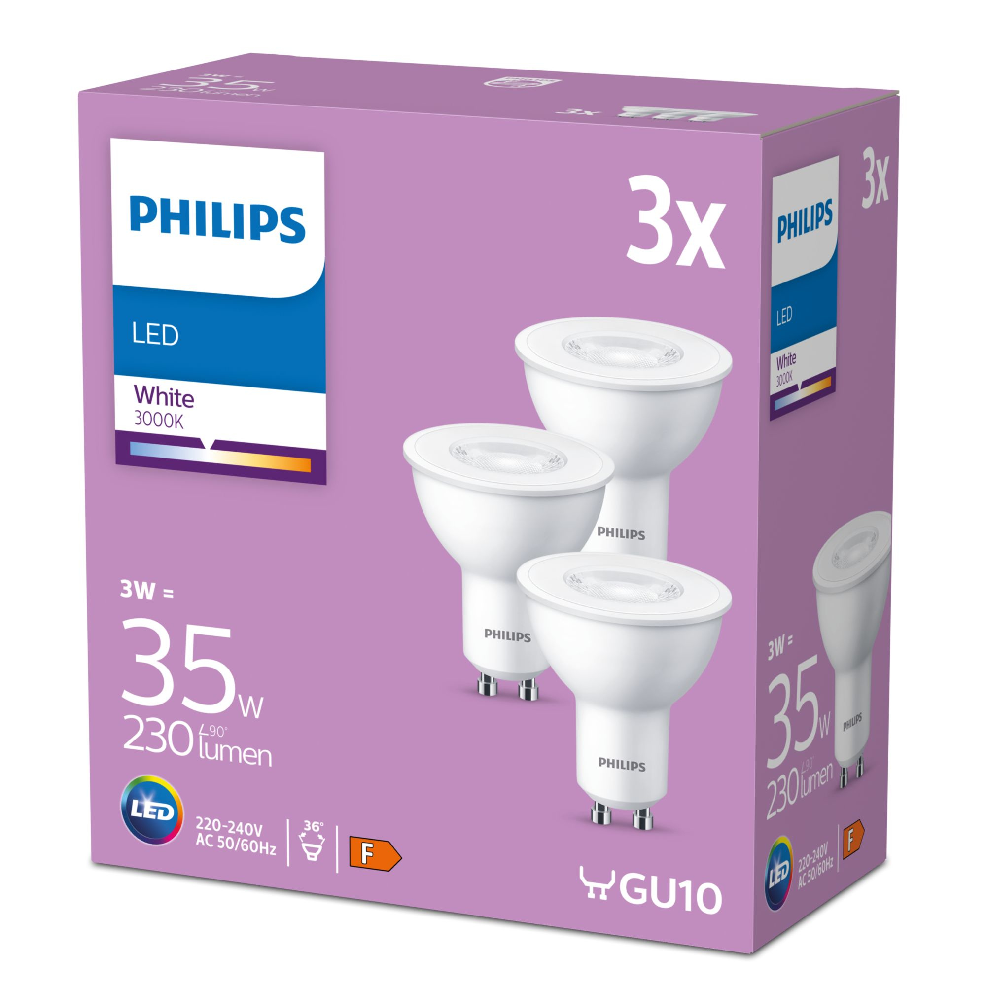 LED крушки Philips GU10 3W 3000K бели