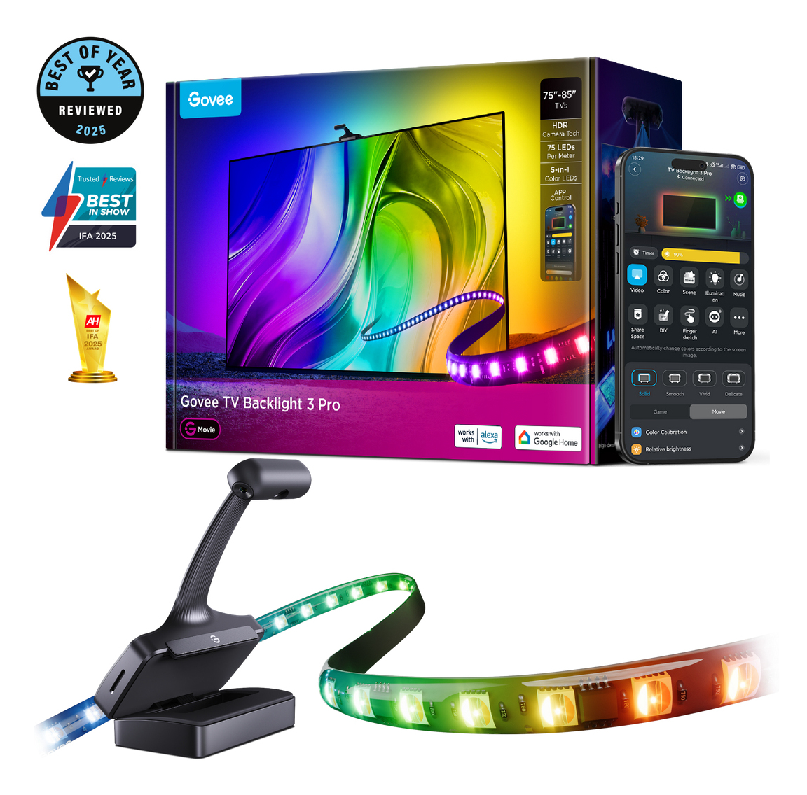 Led pásik Govee Tv Backlight 3 Pre 3,6 milióna farieb pre 75-85 palcov