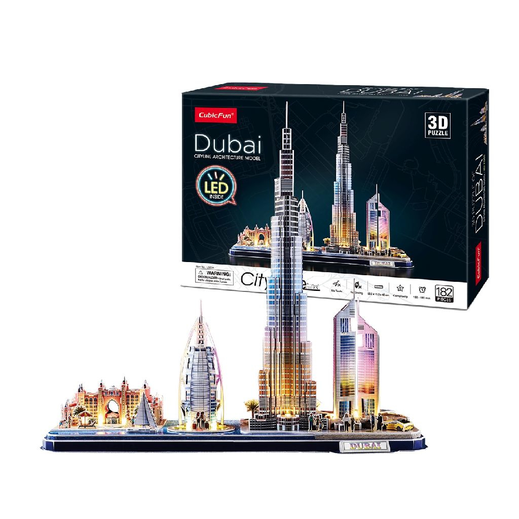 PUZZLE 3D LED CITY LINE DUBAI CUBIC FUN 183 Elementy Prezent