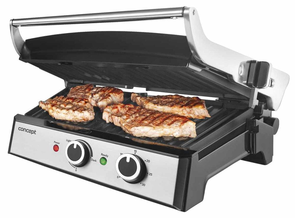 Kontaktowy składany grill elektryczny Concept GE2010 srebrny/szary 2000 W