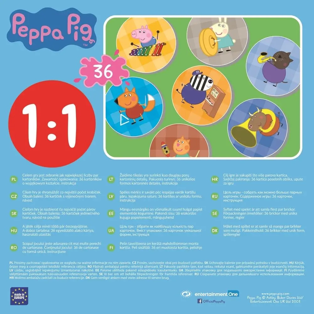GRA PAMIĘCIOWA Memos KARCIANKA Świnka Pepa Trefl INTENSYWNE i ŁADNE KOLORY Wiek dziecka 3 lata +