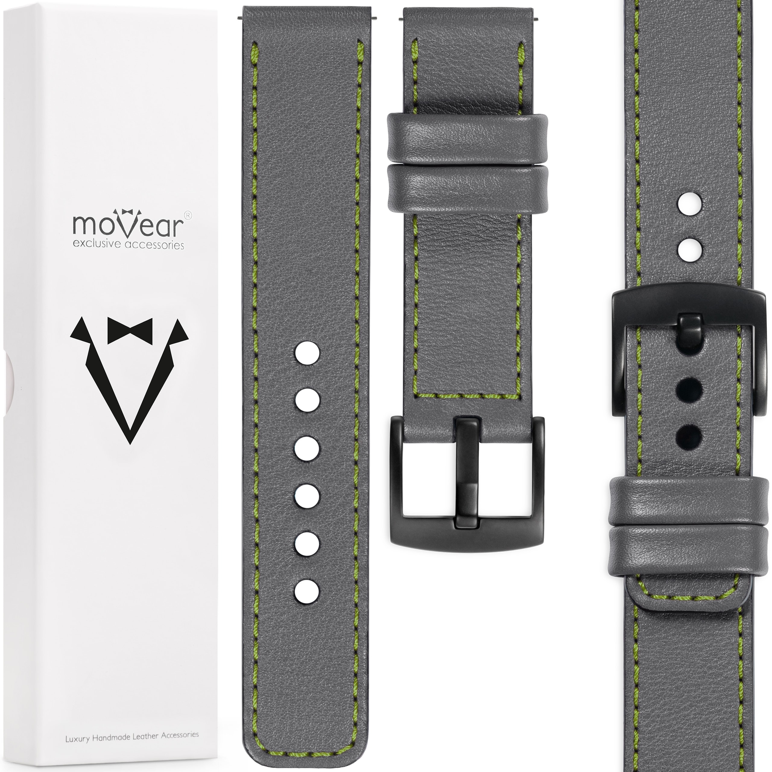 Řemínek 22 mm pro hodinky z prémiové kůže, elegantní Polský šedý Movear