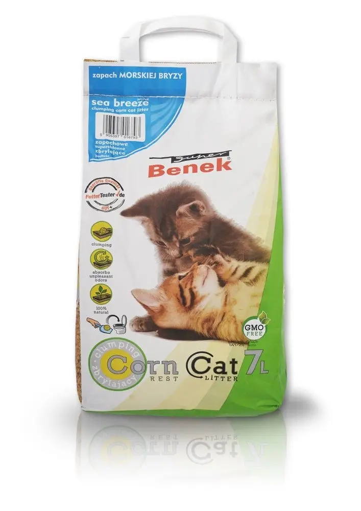 Levně Kukuřičné Stelivo pro pro kočky Benek Corn Cat Sea Breeze 7l