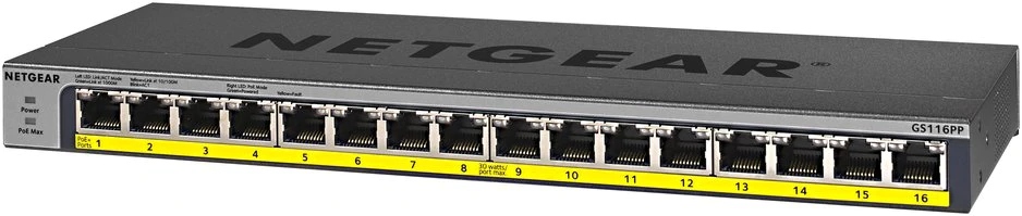Switch GS116PP Nespravovaný Prepínač s 16 portami Ge PoE+