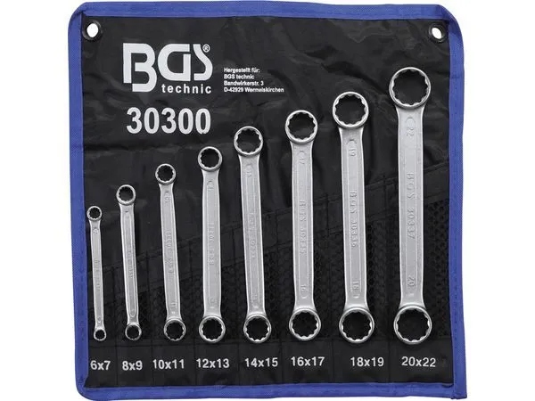 BGS Zestaw Kluczy Płasko-Oczkowych Extra Płaskie 6-22 mm 8 Sztuk — miniatura 8