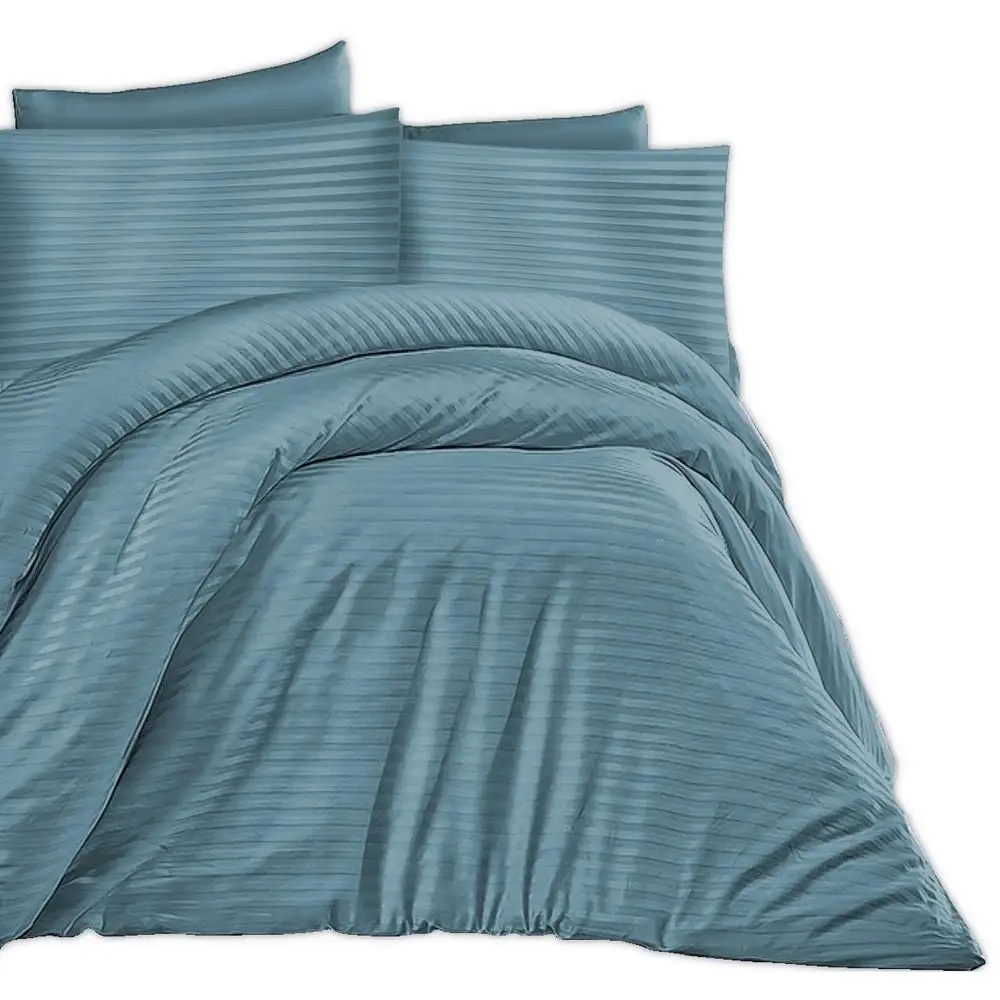 posteľná bielizeň 220X200 bavlnená saténová tkanina s prúžkami, tyrkysová