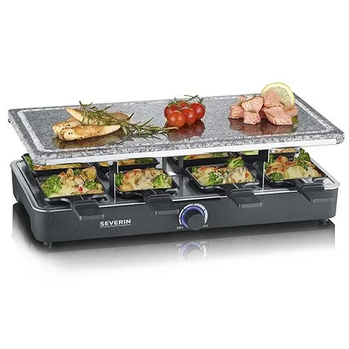 Elektrický Gril Raclette Keramický Kámen 1300W 8 Pánví Černý Severin