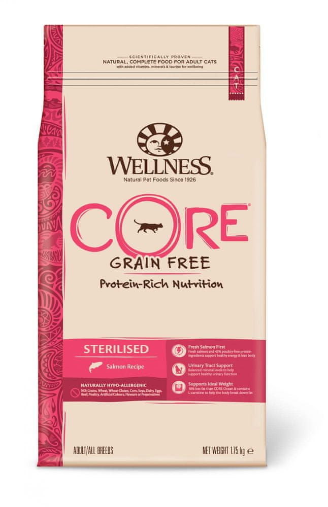 Wellness Core Sterilised Ocean pro kočky po sterilizaci losos 1,75 kg