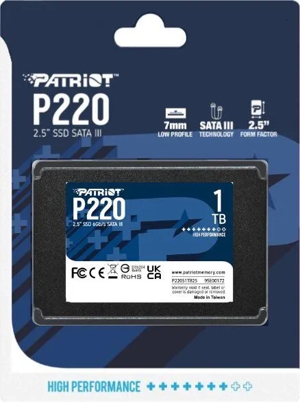 Dysk Ssd Patriot 1TB P220 SATA3 2.5'' 550/500 MB/s