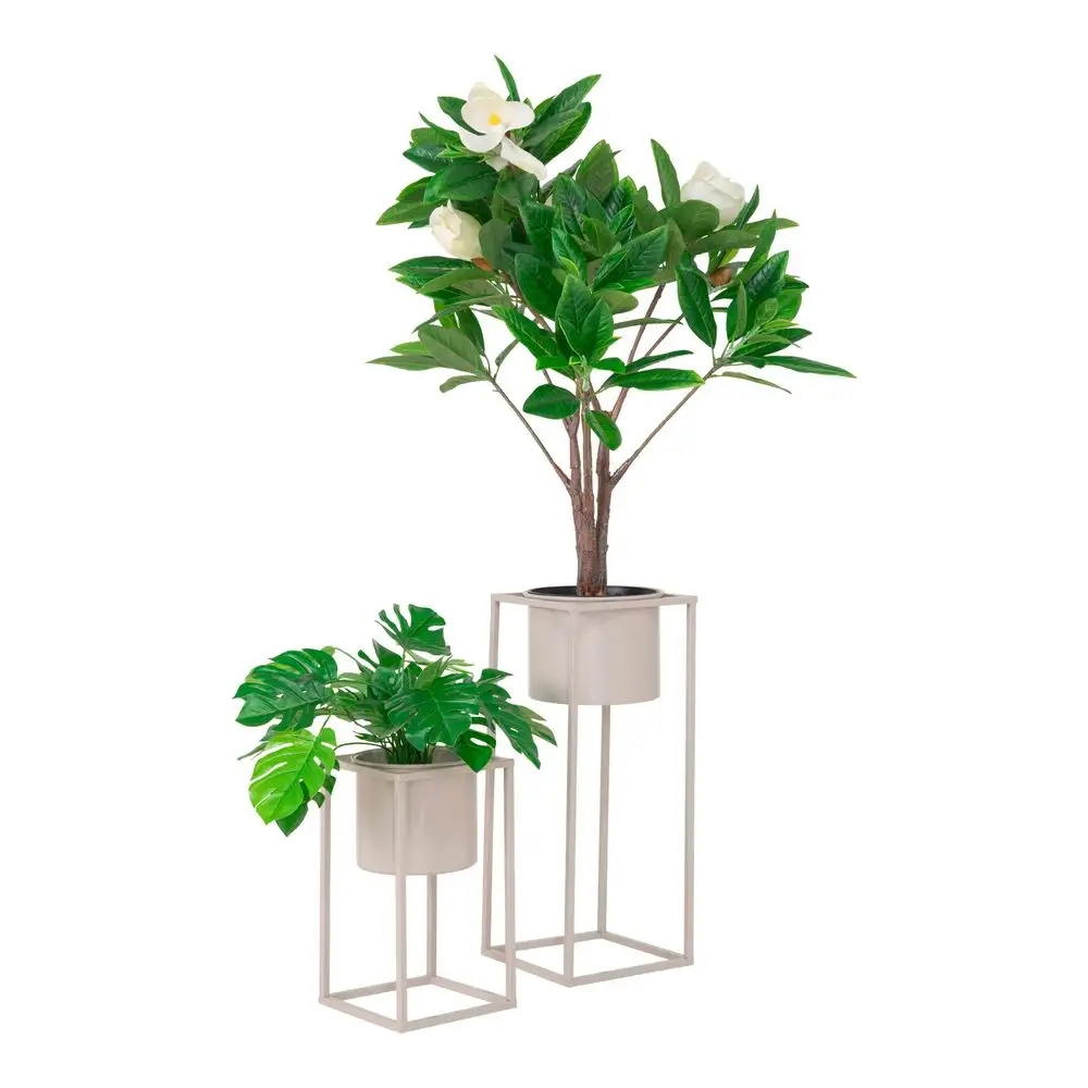 Květinové Záhony Sada 2 ks Marla béžové kovové skandinávské