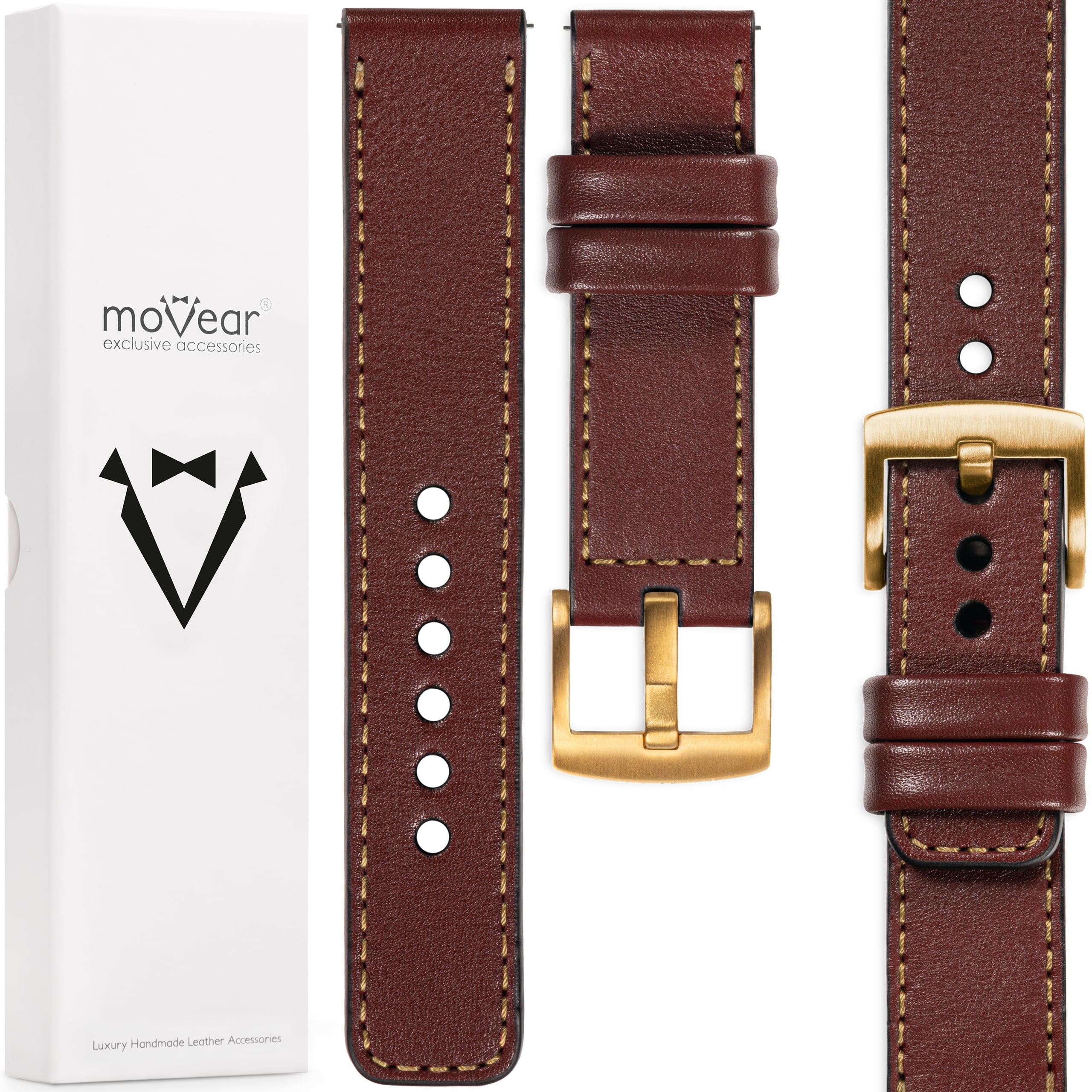 Exkluzivní řemínek 22 mm pro prémiové hodinky, elegantní, kaštanový