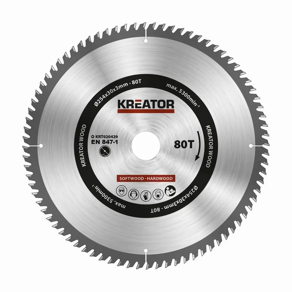 Kotoučová pila, kotouč 254 x 30 mm Kreator KRT020428