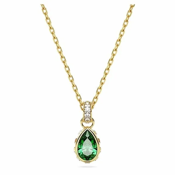 Náhrdelník Swarovski Stilla Zelený Křišťál Ocel pozlacený Regulovatelný